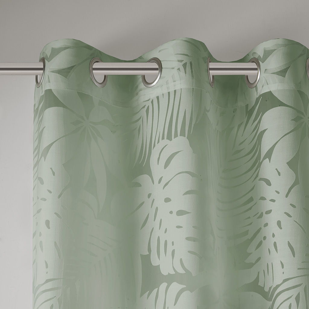Leilani - Palm Leaf Burnout Window Sheer - Sage Green