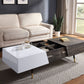 ACME Orion Coffee Table, White High Gloss & Rustic Oak 84680