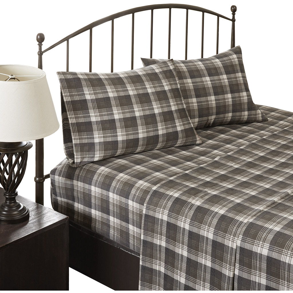 Flannel - California King Sheet Set - Brown Plaid