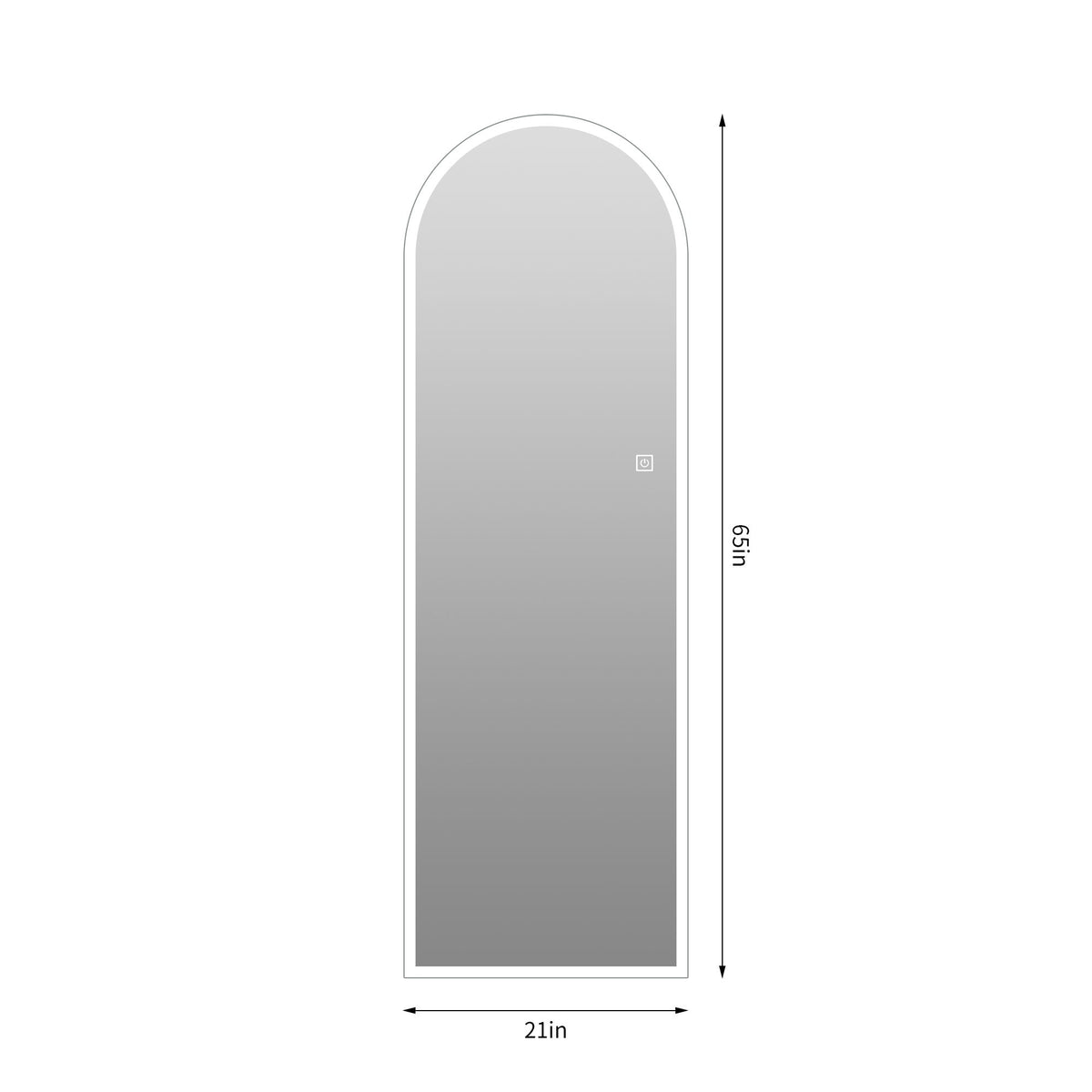 65" X 21" Arched LED Full Length Mirror, Wall Mounted Lighted Full Body Mirror With Frosted Edge Lighting, 3 Color Temperatures & Stepless Dimming - Silver