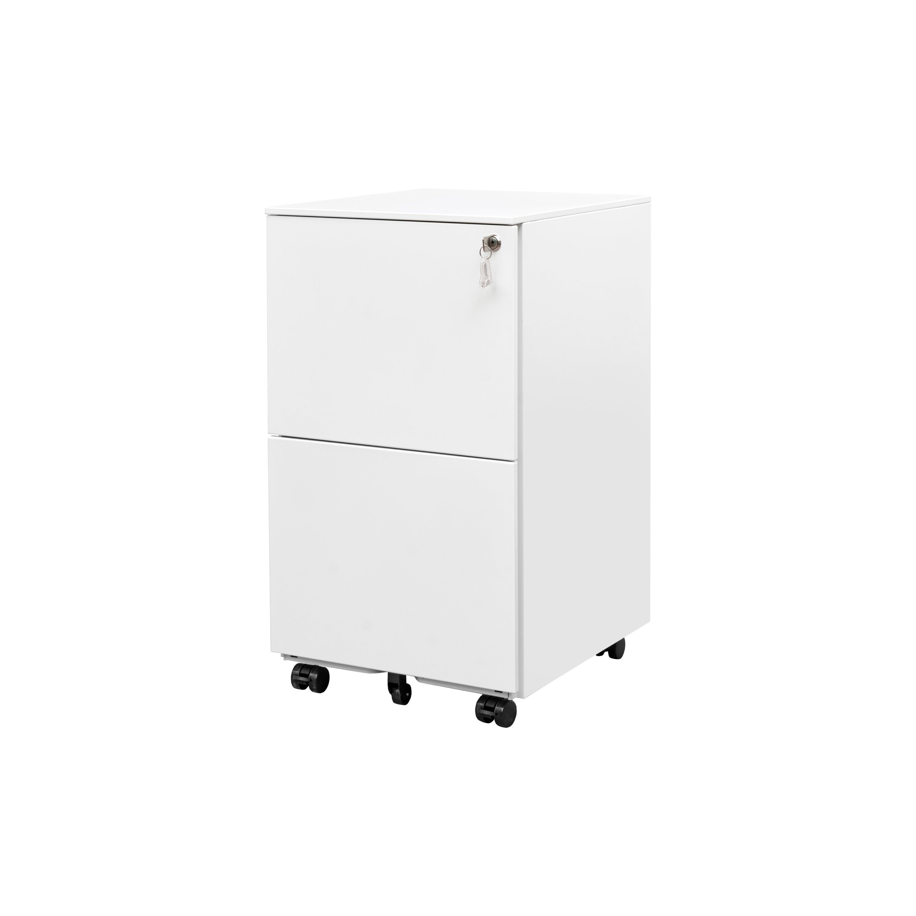 2 Drawer File Cabinet with Lock, Steel Mobile Filing Cabinet on Anti-tilt Wheels, Rolling Locking Office Cabinets Under Desk for Legal/Letter Size