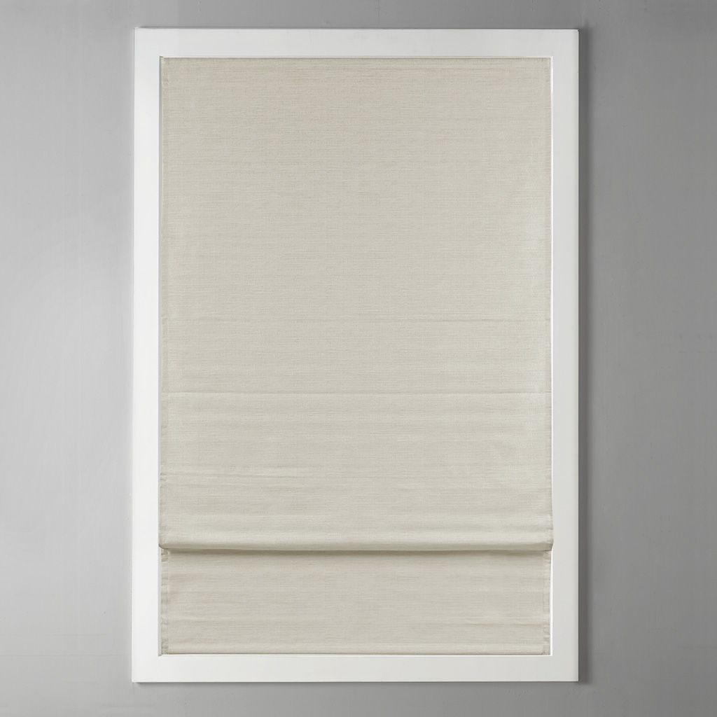 Como - 35" Printed Room Darkening Cordless Roman Shade - Ivory