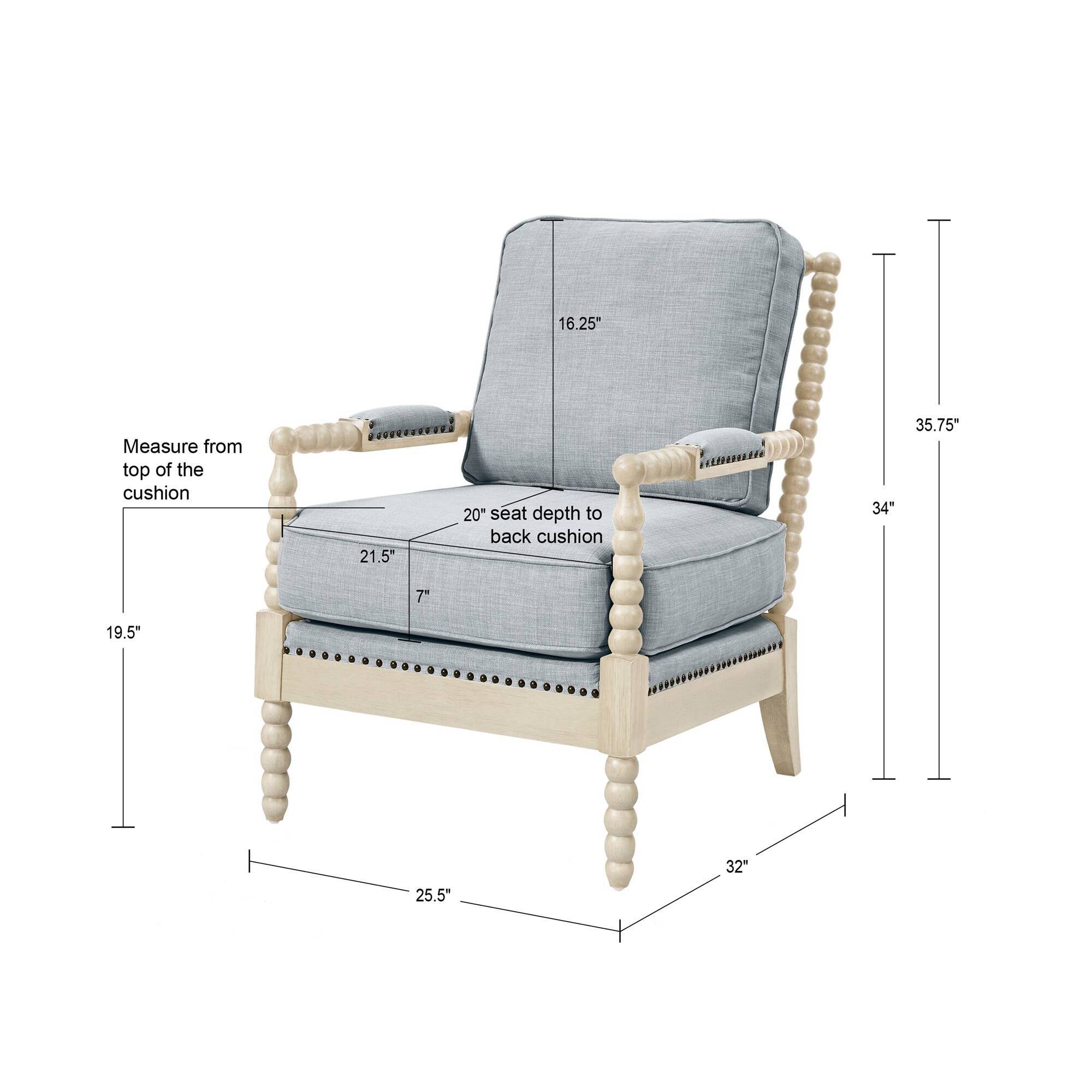 Donohue - Accent Arm Chair - Light Blue / Antique Cream