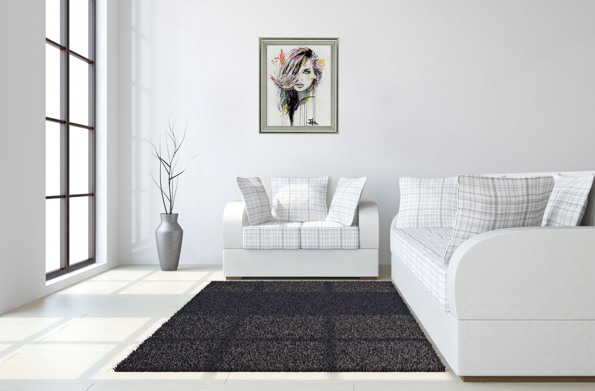 Chromatic Muse - 28" x 34" Framed Wall Art - Gray