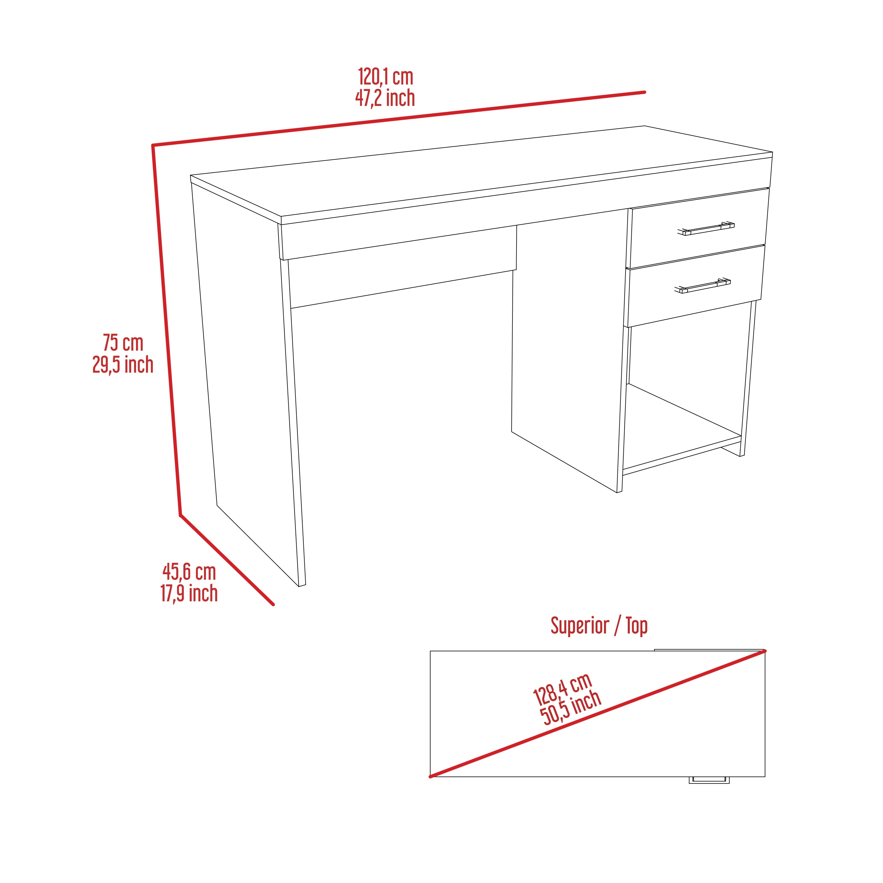 Berkeley 1-Shelf 2-Drawer Computer Desk Light Grey