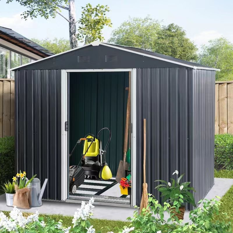 Outdoor Metal Storage Shed With Floor Base