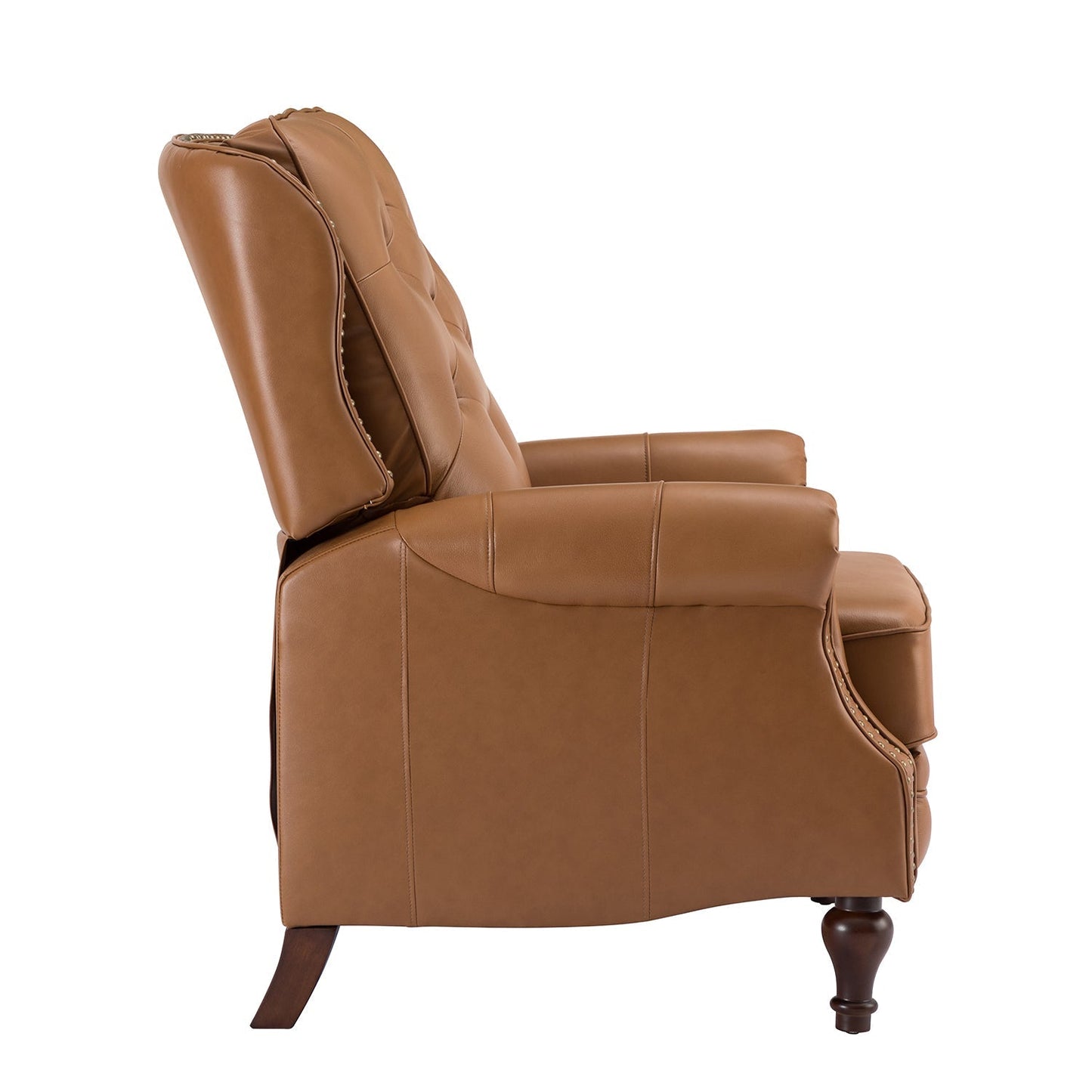 Hora Genuine Leather Manual Recliner-CAMEL