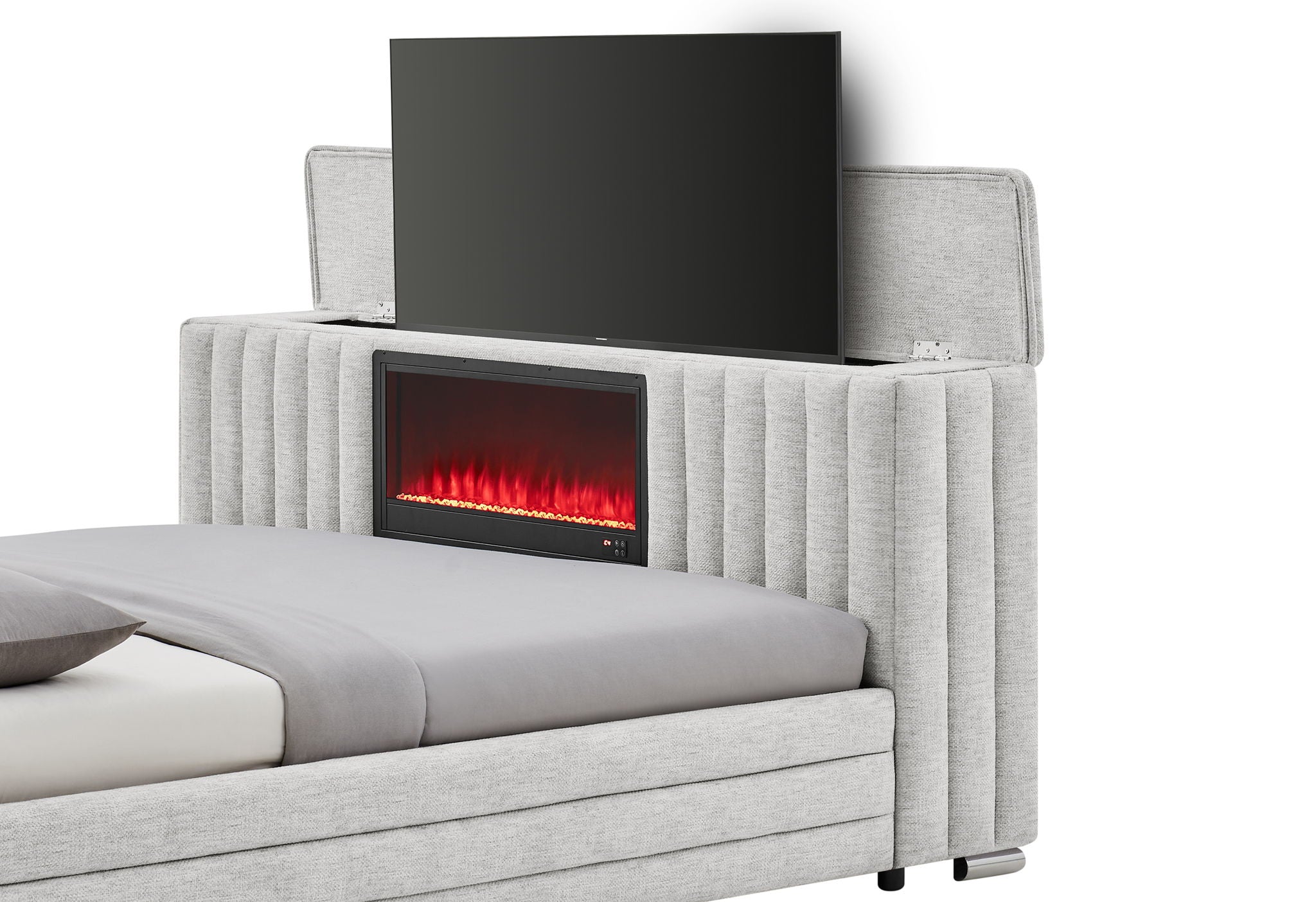 Elias - 5 Piece Queen Bedroom Set TV Footboard - Black / Dark Gray
