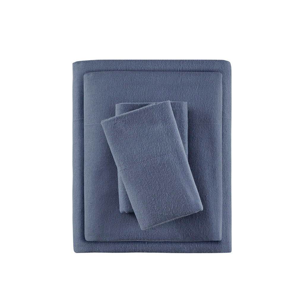 Cozy Flannel - King Sheet Set - Blue Solid