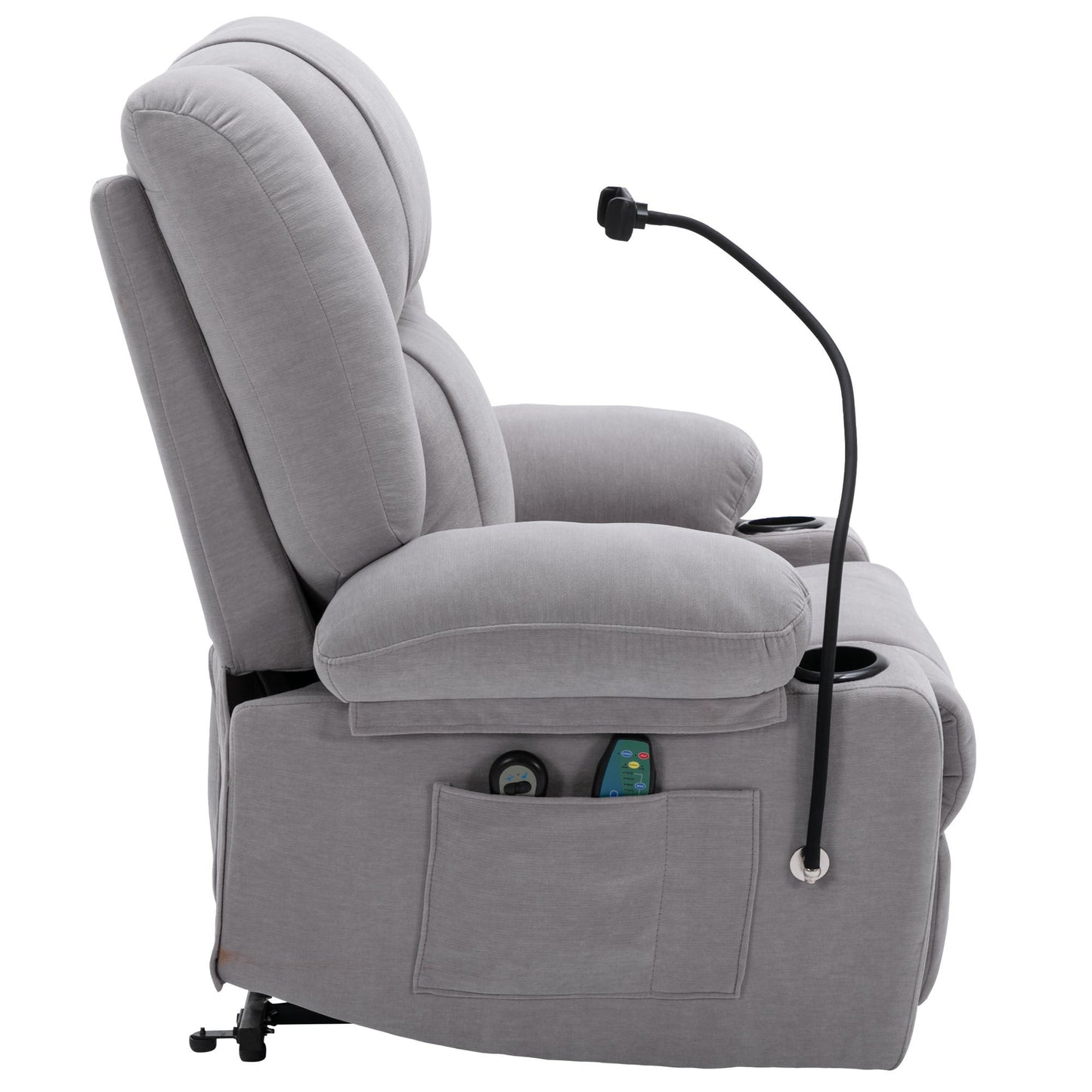 Power Lift Recliner Chair Electric Recliner for Elderly Recliner Chair with Massage and Heating Functions, Remote, Phone Holder Side Pockets and Cup Holders for Living Room, Grey