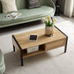 40.16" Rattan Coffee table, sliding door for storage, metal legs, Modern table  for living room , natural