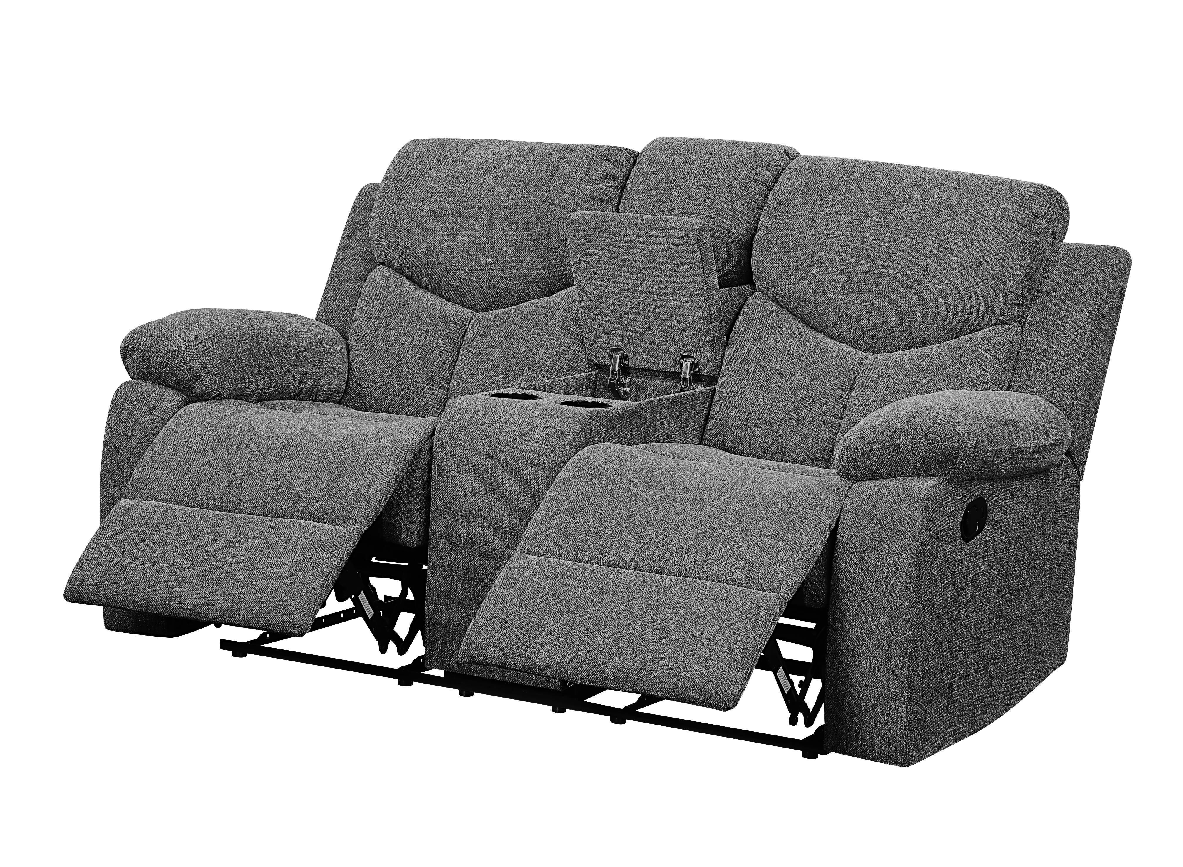 Kalen - Chenille Loveseat With Console - Gray