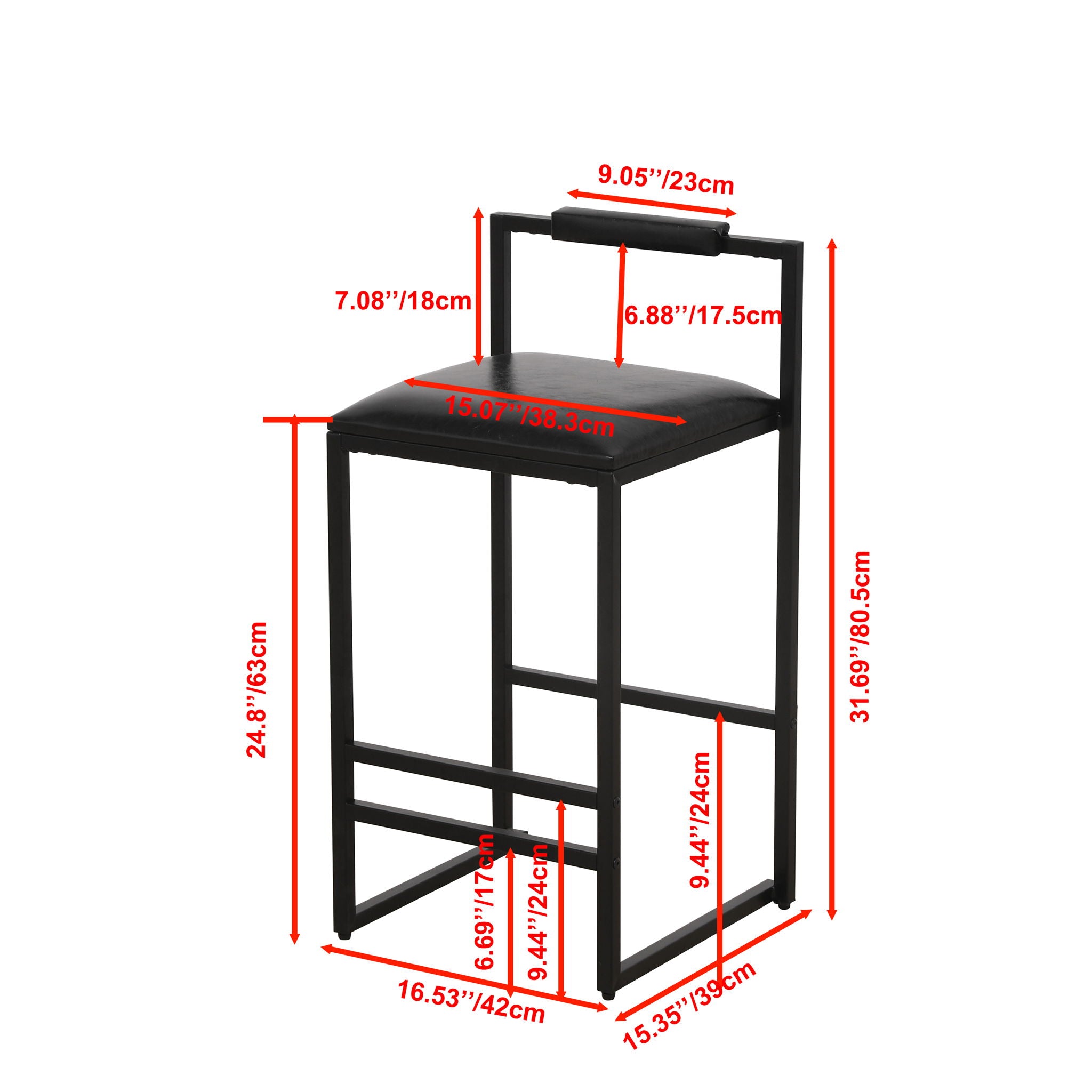 Elegant Bar Stool Set With Backrest And Footrest, Counter Height (Set of 2)