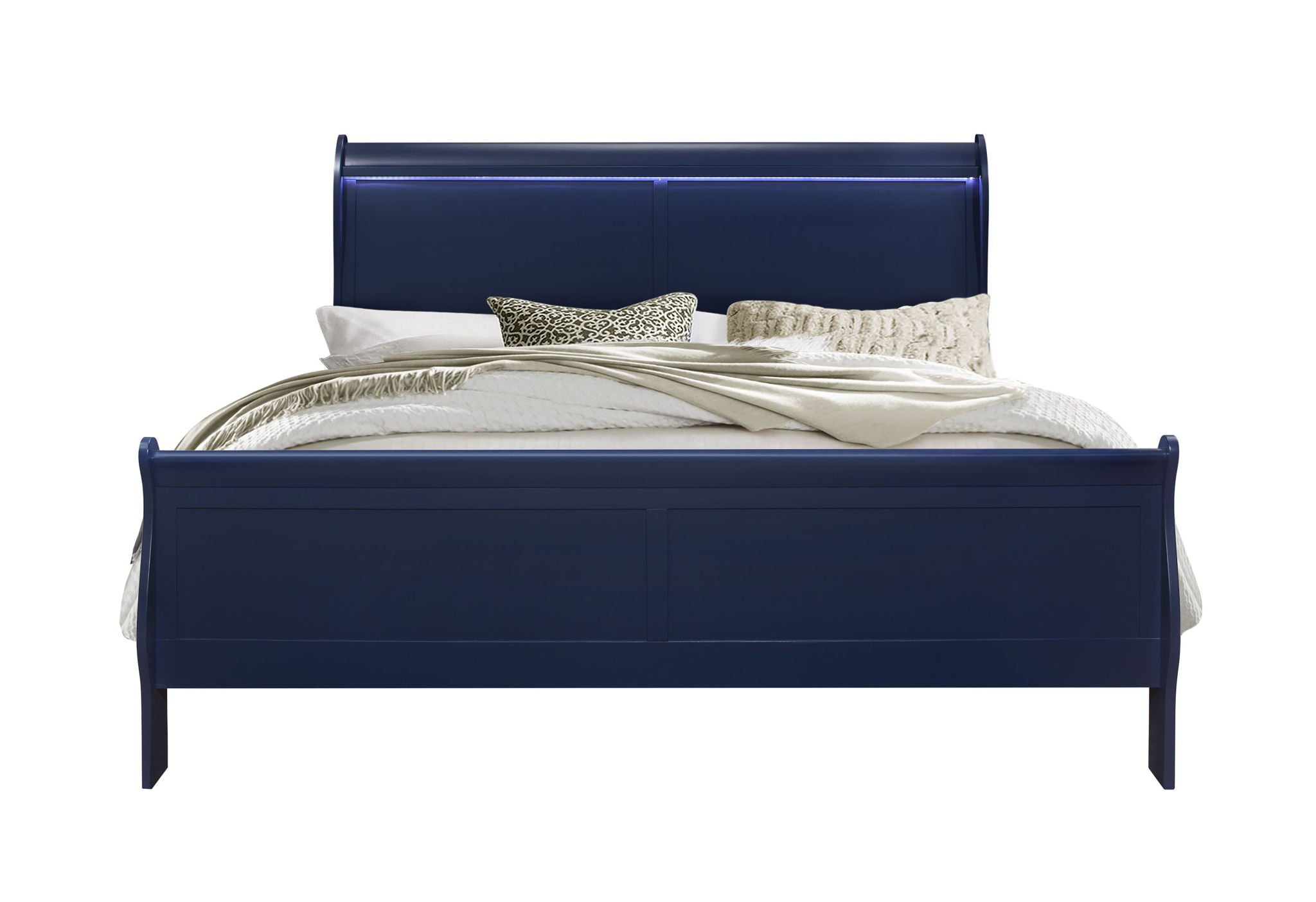 Charlie - King Bed With LED Headboard & Footboard - Blue