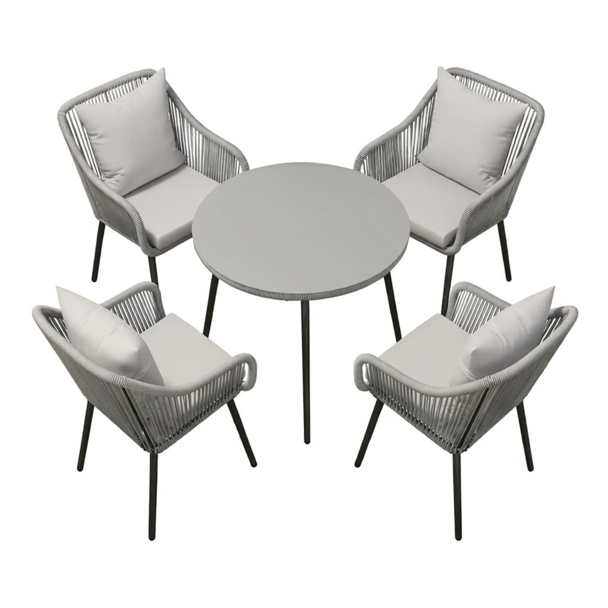 5 Piece Twisted Rattan Patio Dining Set With Table