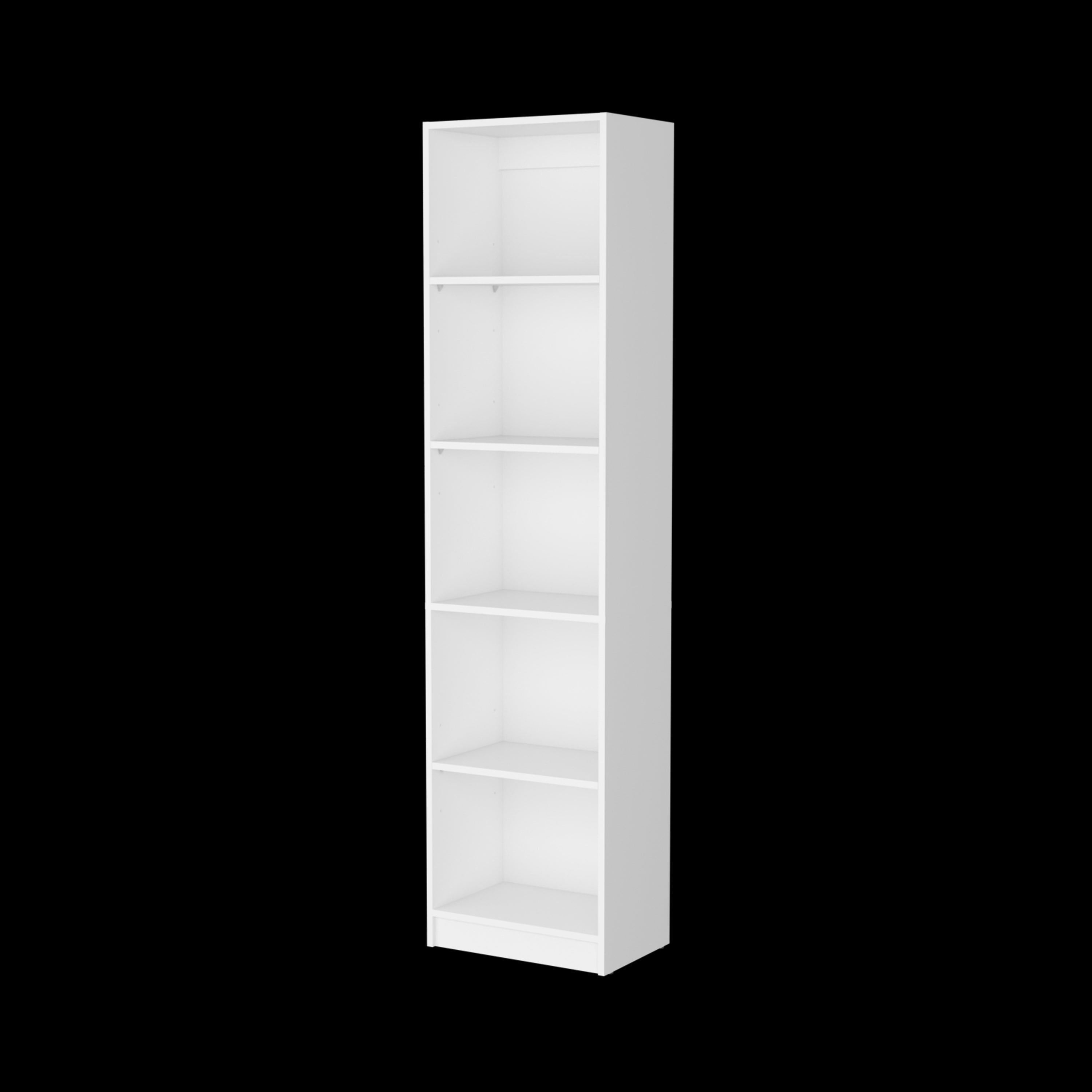 Zachary White 5-Shelf Slim Bookcase