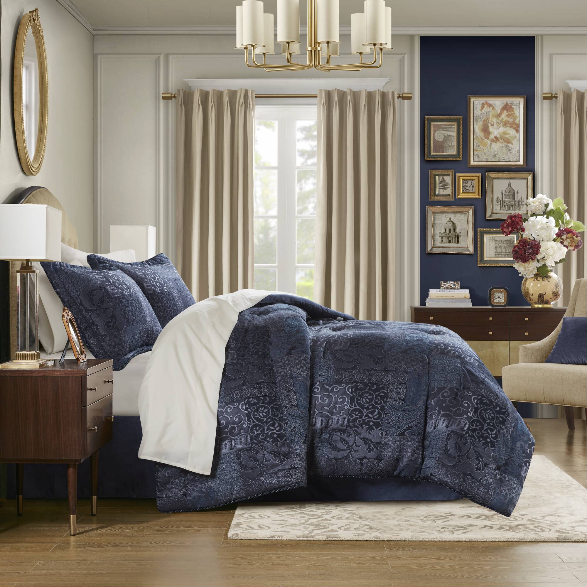 Gabrielle - California King Comforter Set - Navy