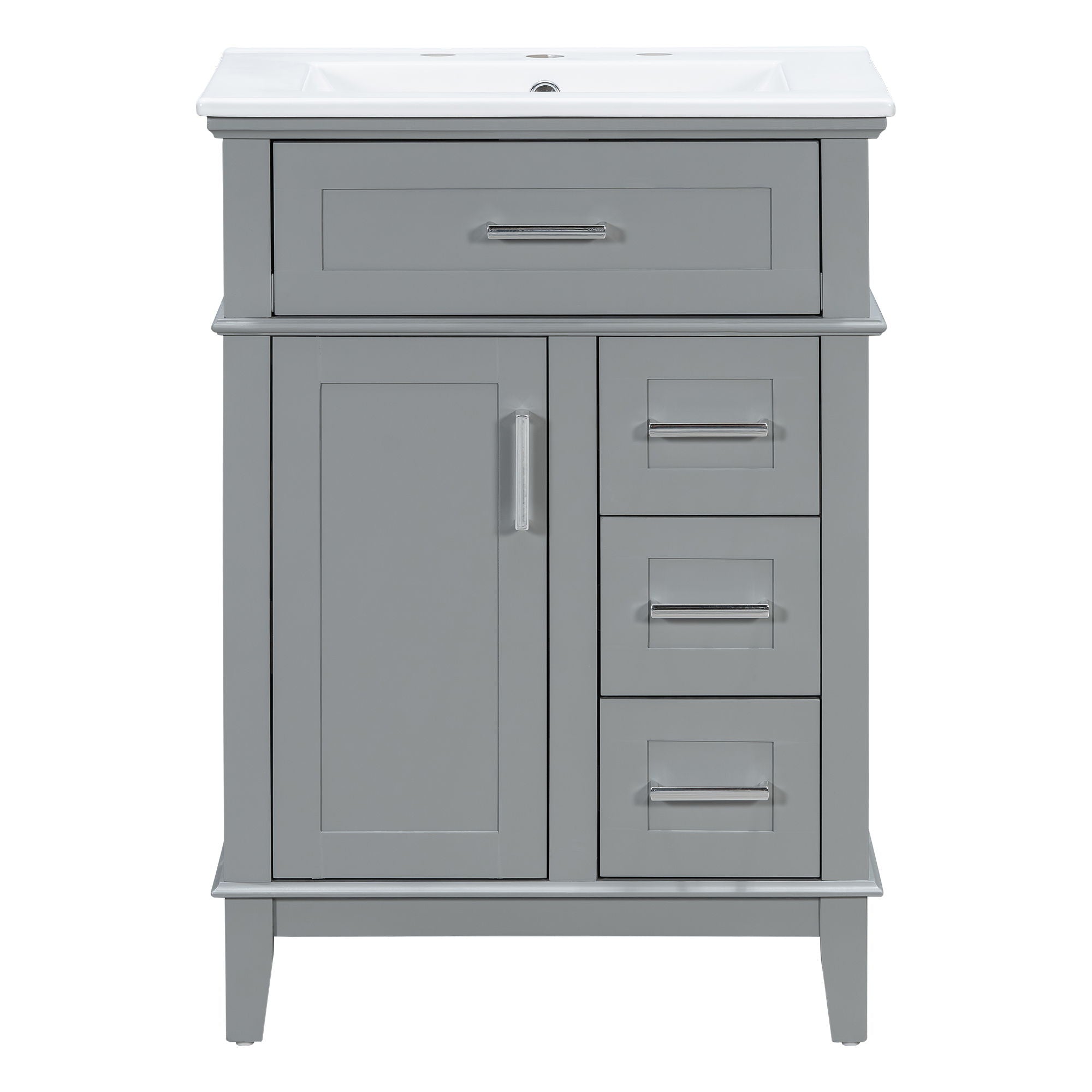 Modern Bathroom Vanity With Sink, Flip Drawer & 3 Drawers, Soft Close Hinges, Adjustable Shelf