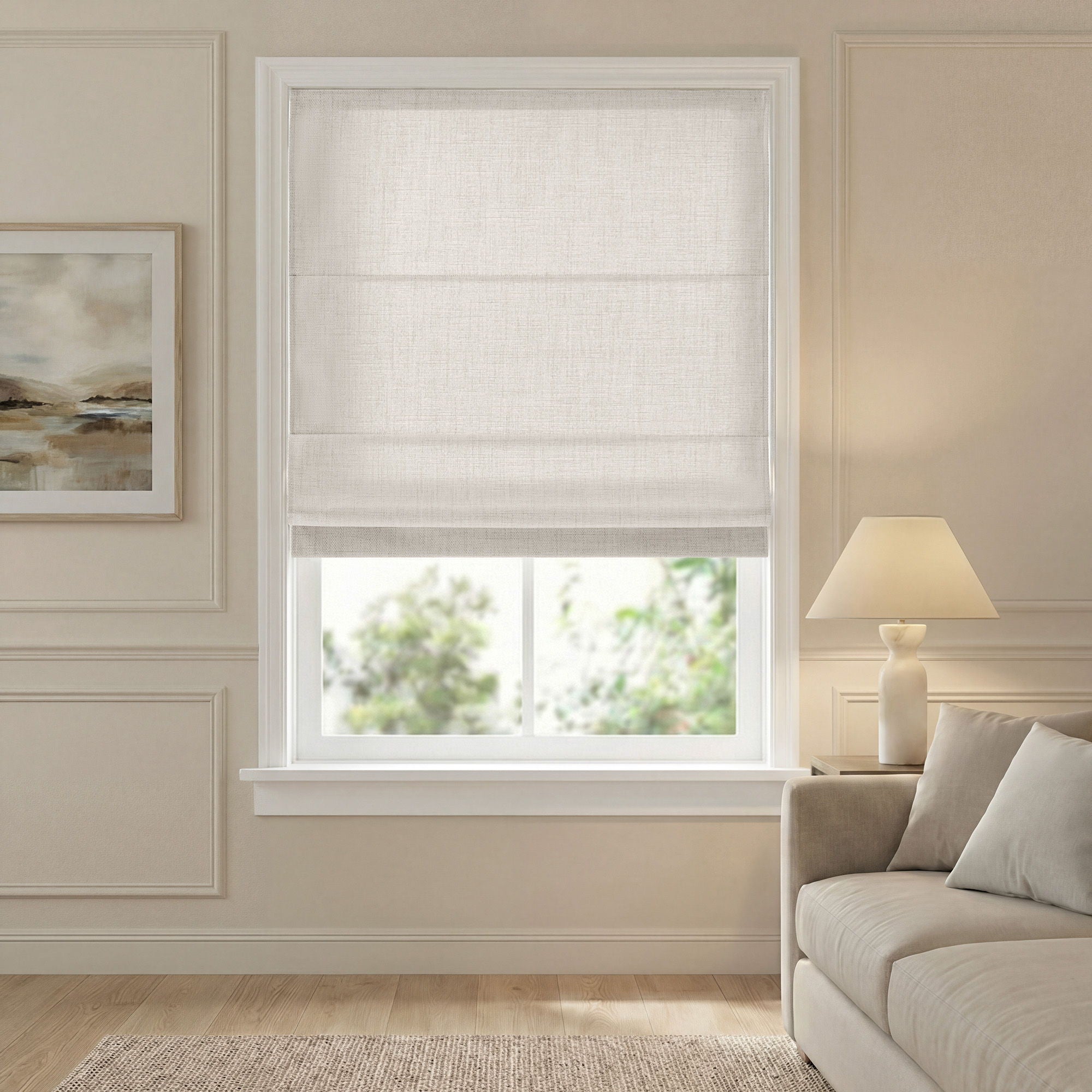 Mira - 34''x64" Cordless Roman Shade - White