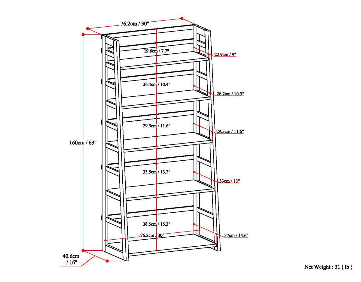 Acadian - Ladder Shelf Bookcase - White