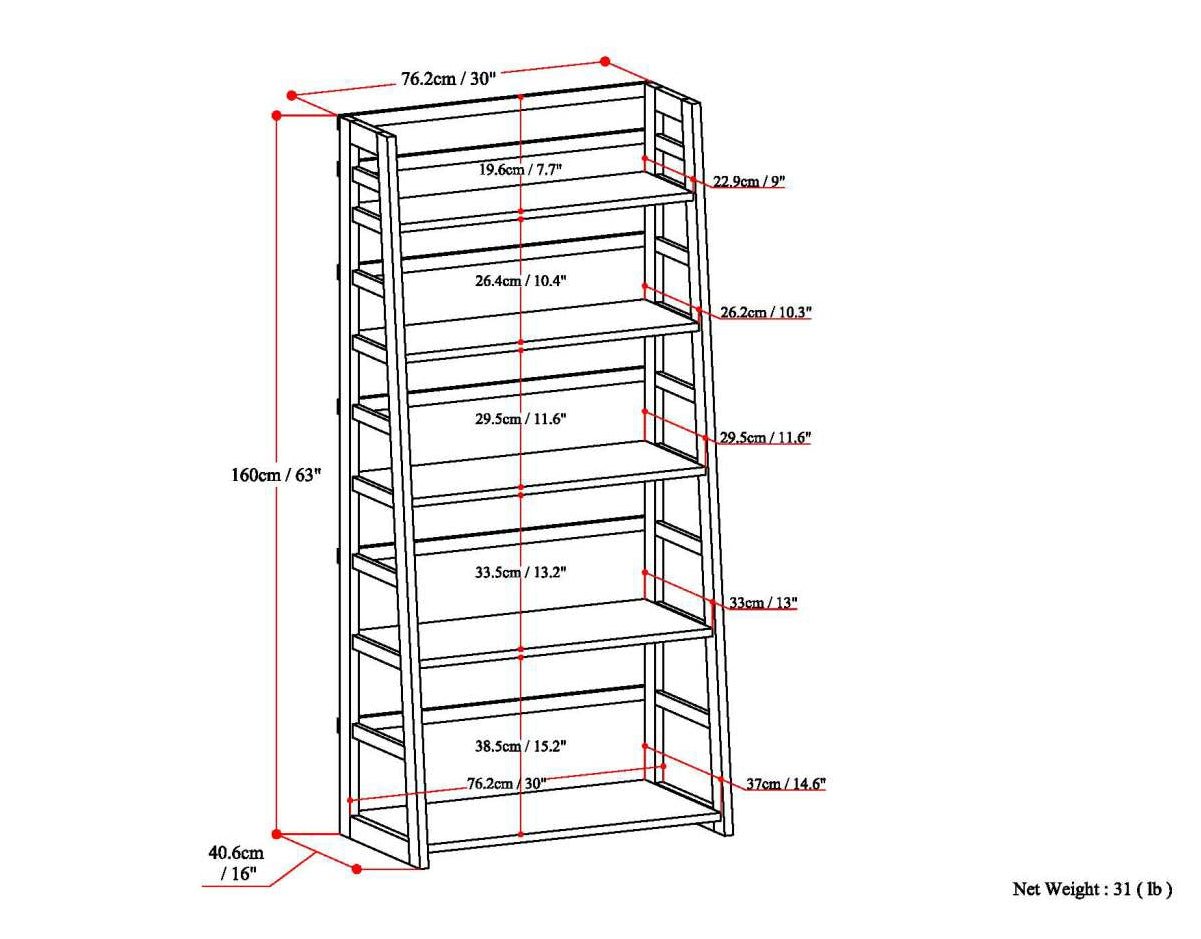 Acadian - Ladder Shelf Bookcase - Brunette Brown
