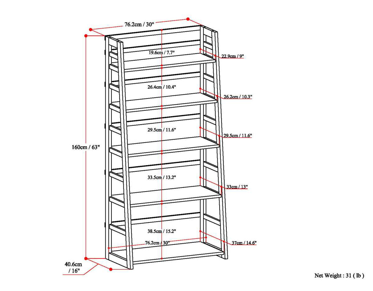 Acadian - Ladder Shelf Bookcase - Black