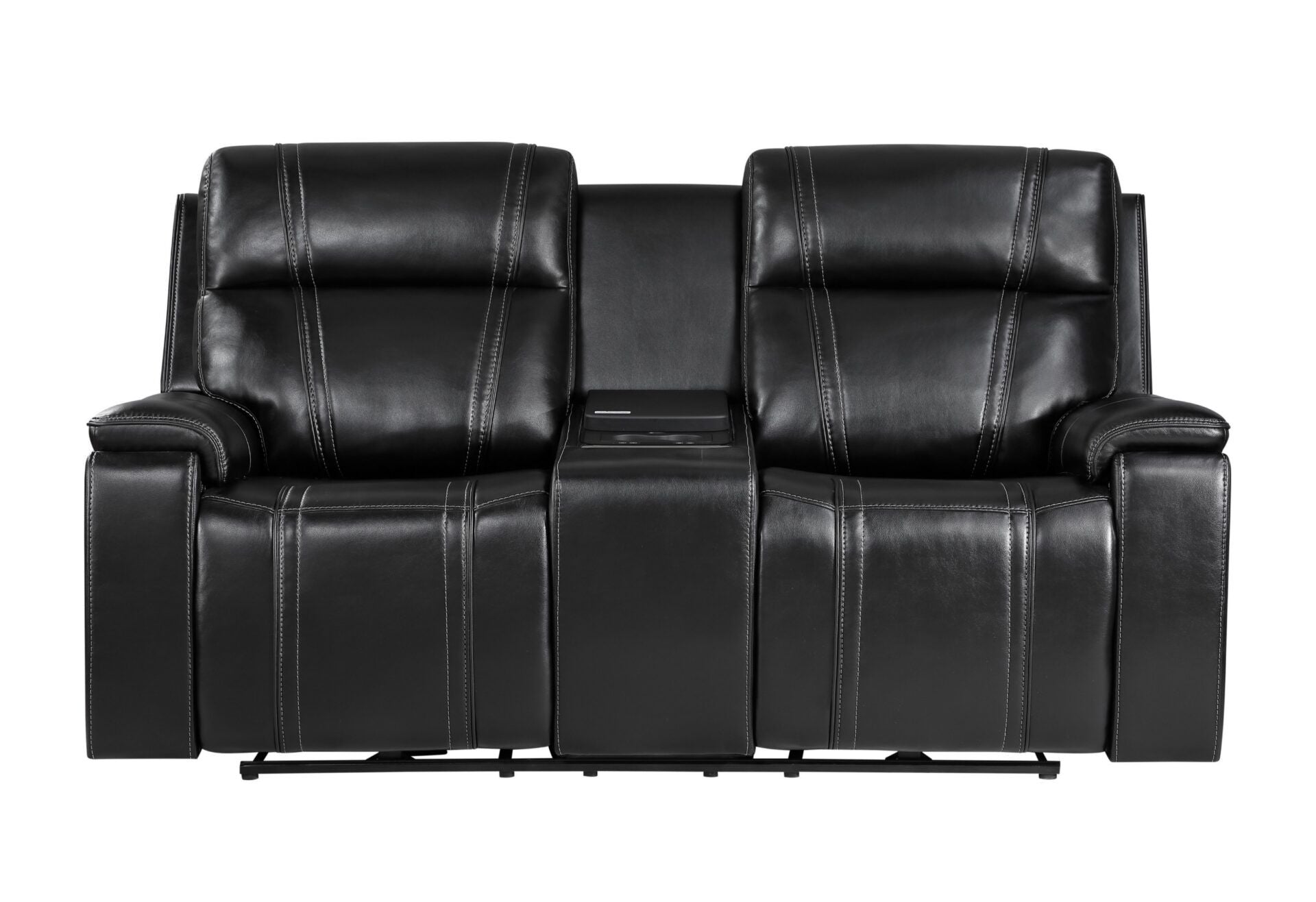 U8881 / U8880 - Leather Power Reclining Sofa / Power Console Reclining Loveseat / Power Recliner - Black