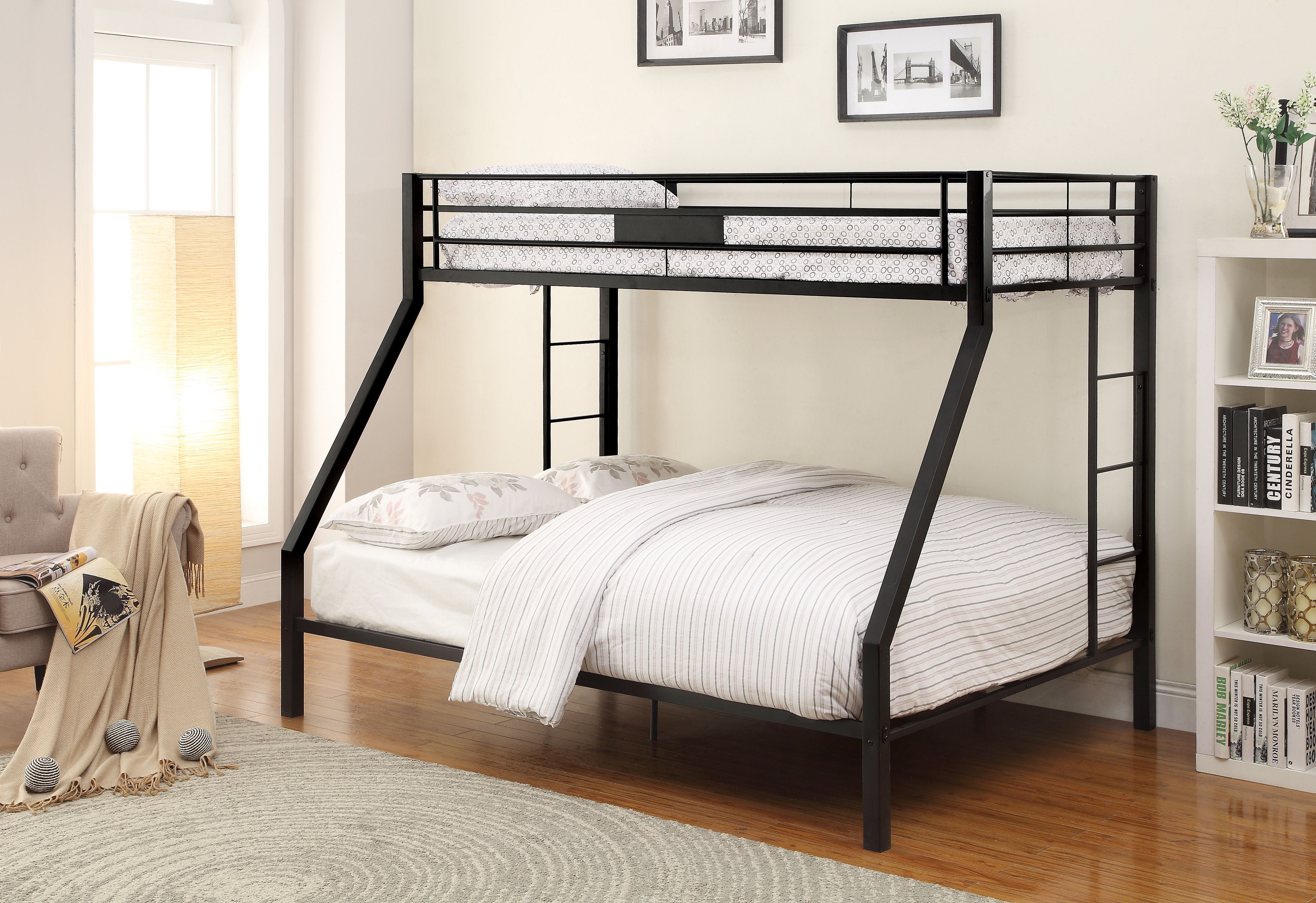 Limbra - Twin Long Queen Bunk Bed - Black