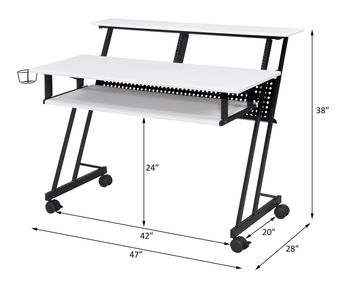 ACME Suitor Computer Desk, White & Black 92902