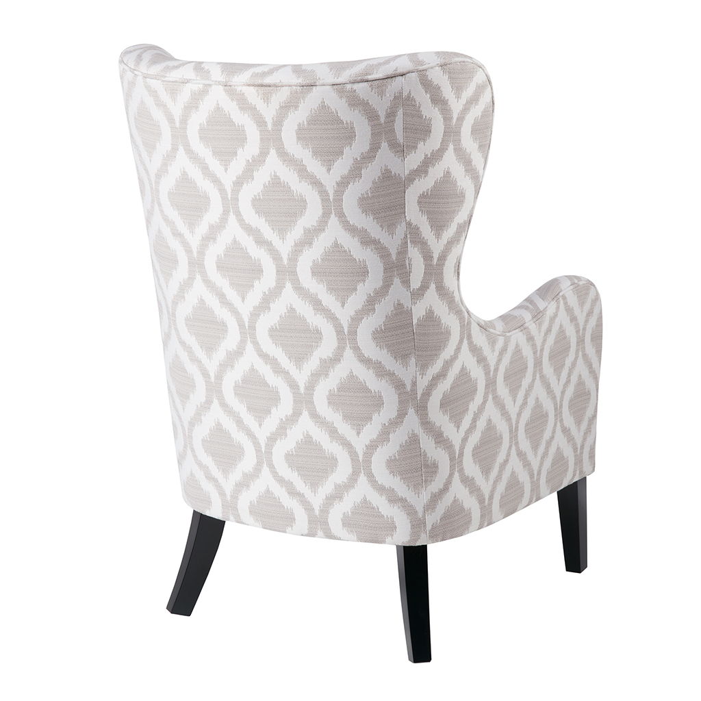 Arianna - Swoop Wing Chair - Gray / White