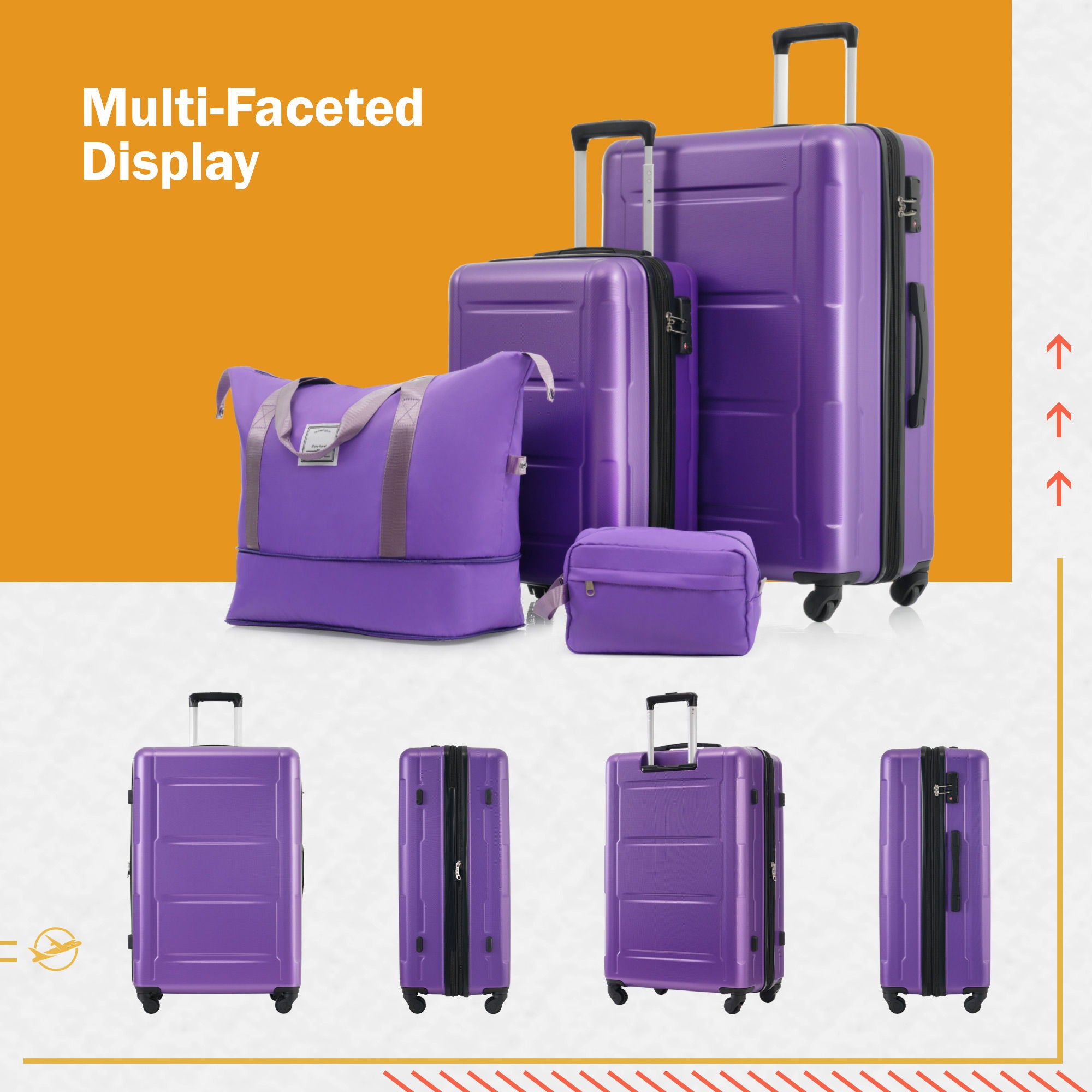 2 Piece Luggage Set With Bags Expanable Spinner Wheels ABS Lightweight Suitcase With Tsa Lock 20" / 24"