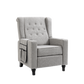 Arm Pushing Recliner Chair, Modern Button Tufted Wingback Push Back Recliner Chair, Living Room Chair Fabric Pushback Manual Single Reclining Sofa Home Theater Seating for Bedroom,Light Gray