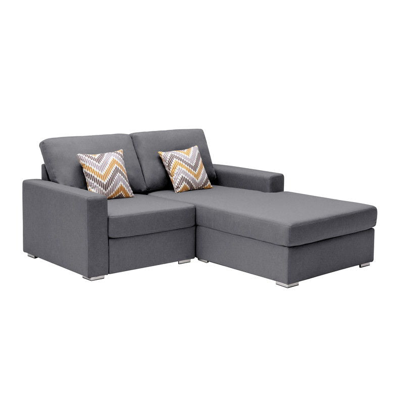 Nolan - Fabric 2-Seater Reversible Sofa With Pillows And Interchangeable Legs