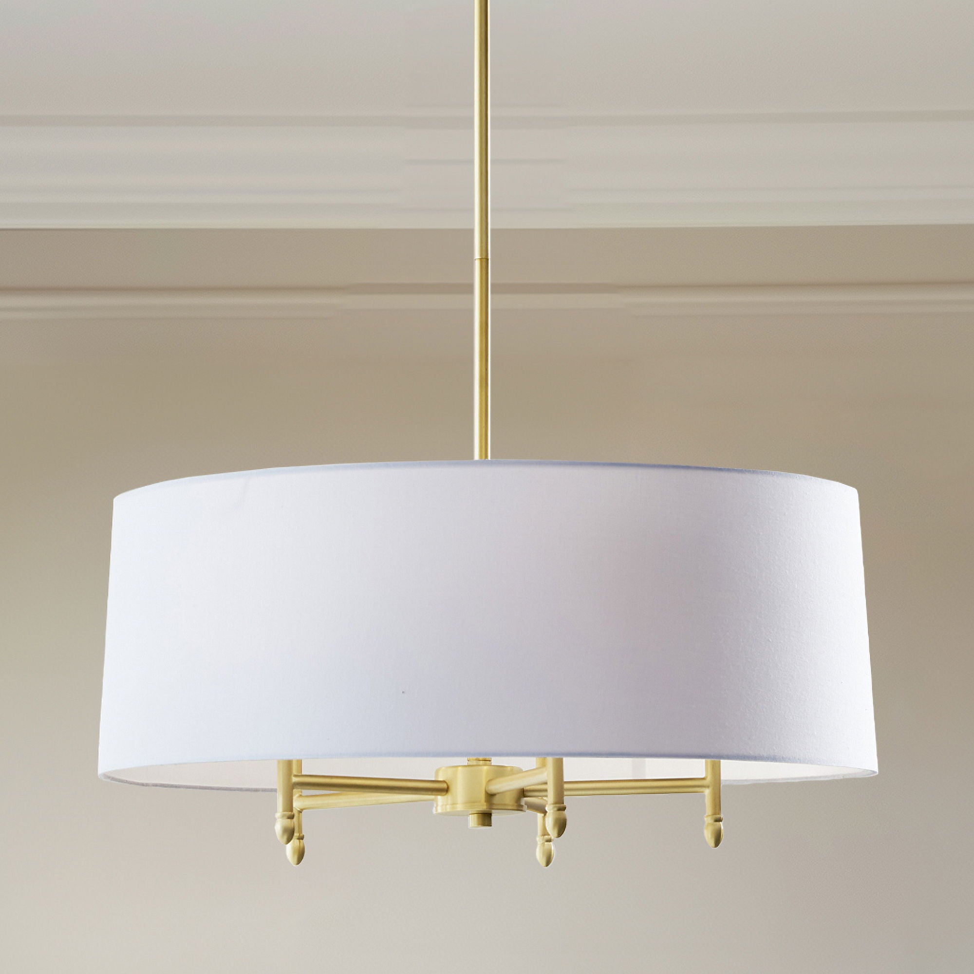 Presidio - 5-Light White Drum Shade Chandelier - Gold / White