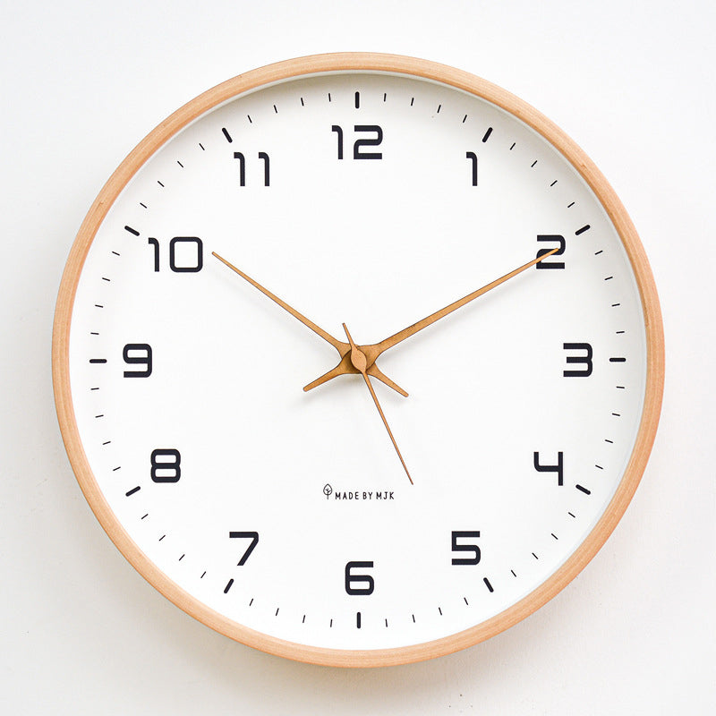 Nordic Solid Wood Simple Wall Clock Living Room Home Clock Decoration Silent Clock Fashionable Japanese Modern Light Luxury