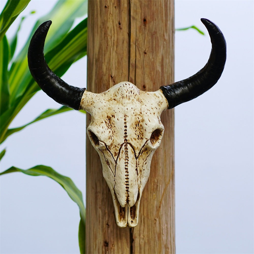 Medium size cow horn wall mounted three-dimensional bone ornament