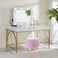 ACME Lightmane Vanity Desk  in White High Gloss & Gold Finish AC00900