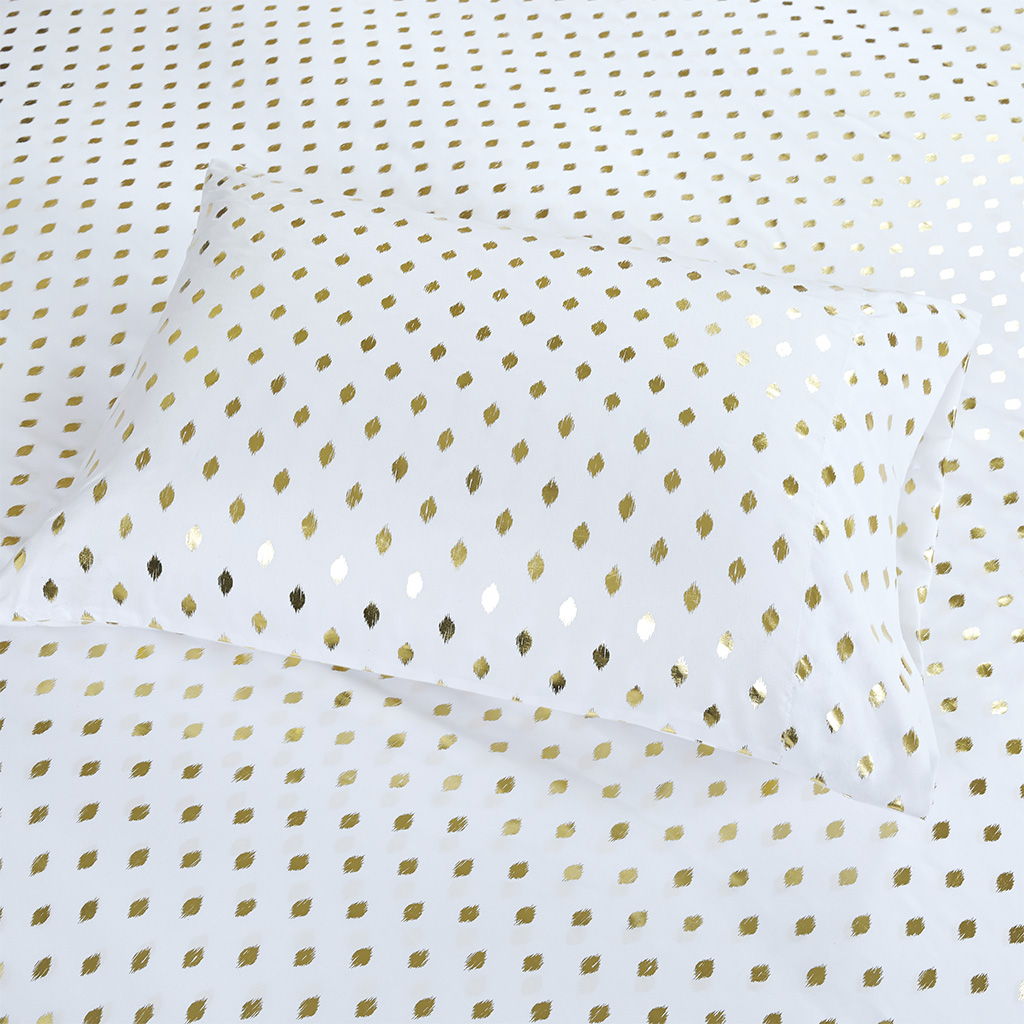 Metallic Dot - Printed Sheet Set - White / Gold