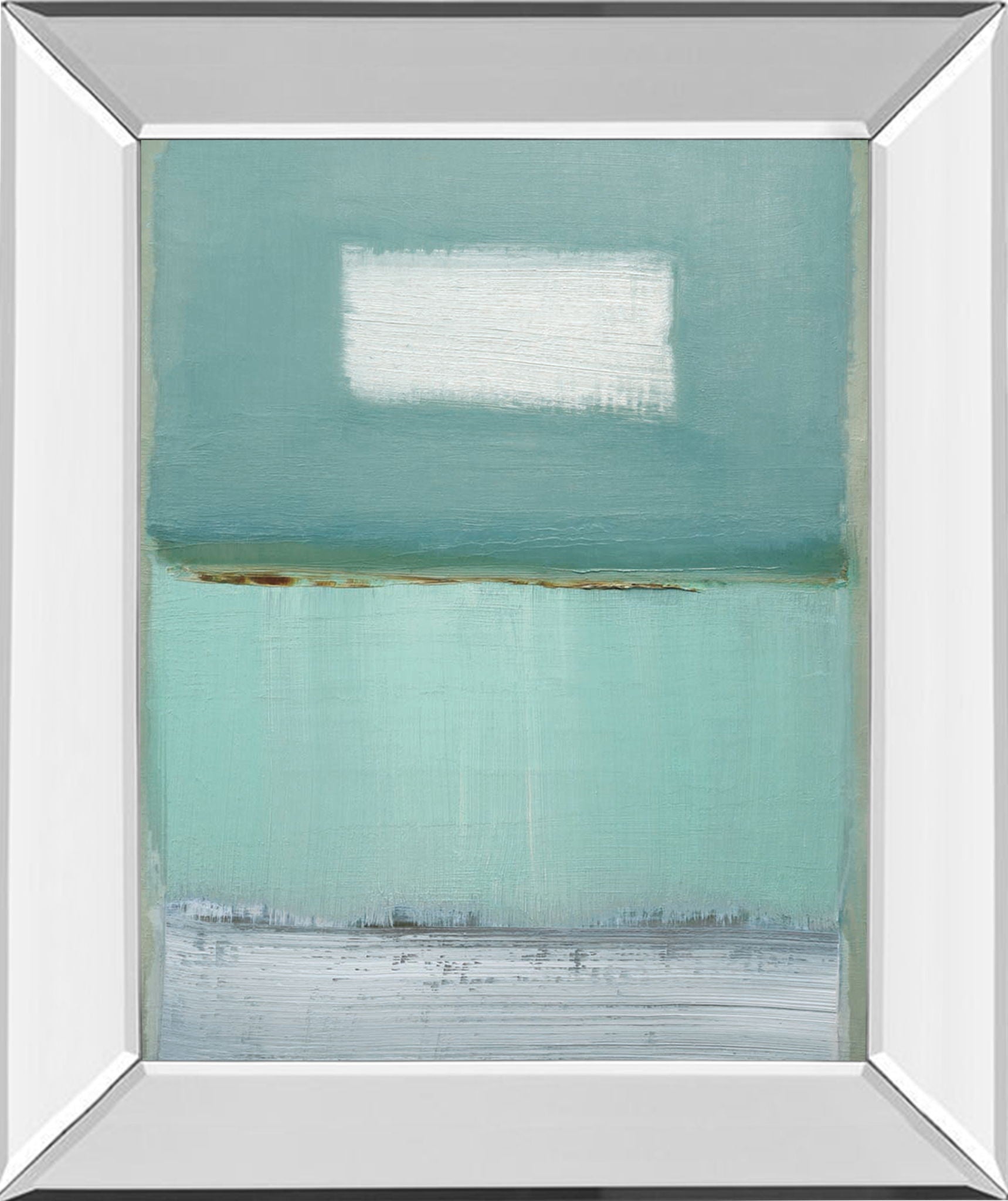 Azure 1 By Caroline - Mirror Framed Print Wall Art - Light Blue