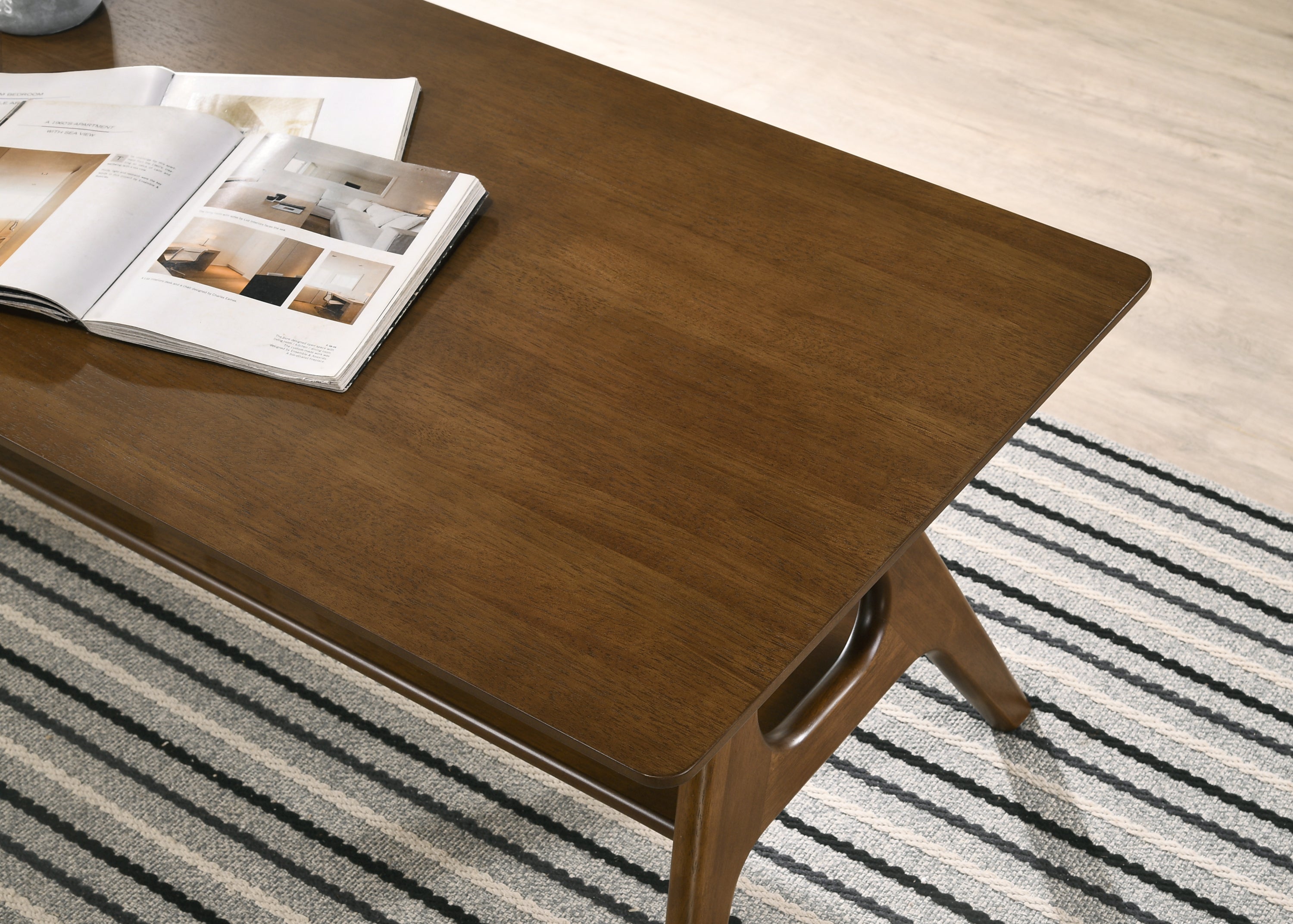 Arona Mid-Century Modern Wood Coffee Table with Shelf