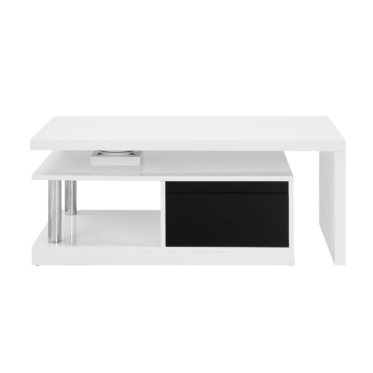 ACME Buck II Coffee Table w/Swivel Top in White & Black High Gloss Finish LV00997