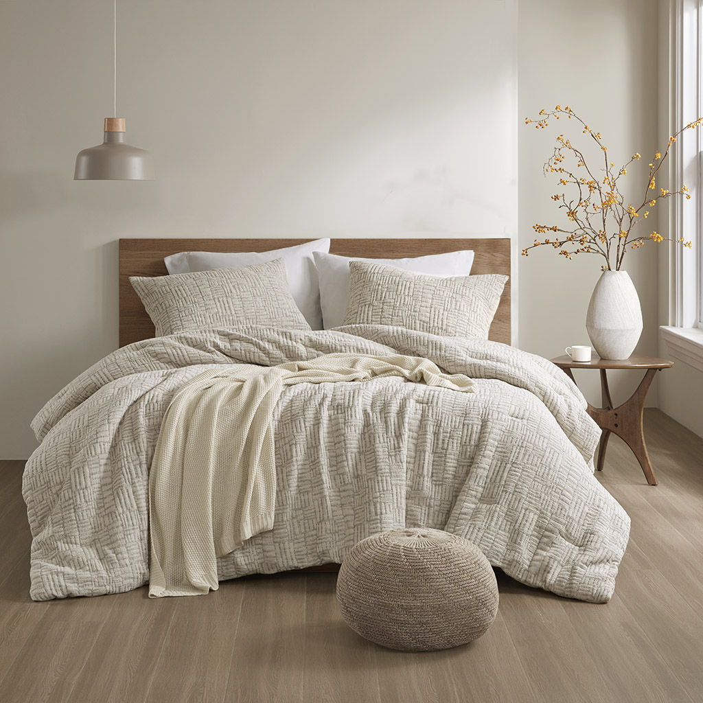 Harper - 3 Piece King/California King Oversized Matelasse Comforter Set - Natural