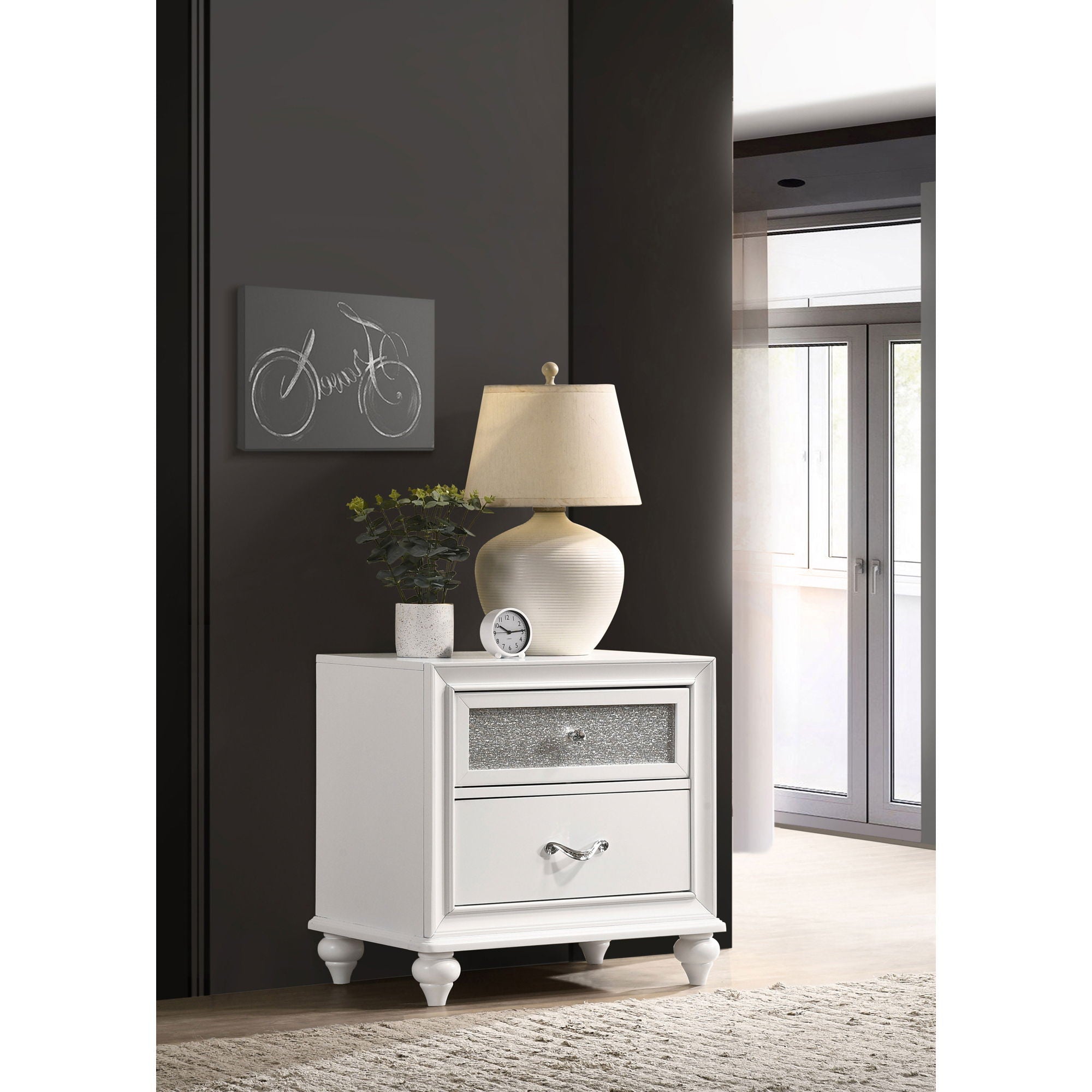 Barzini - 2 Drawer Nightstand Storage - White