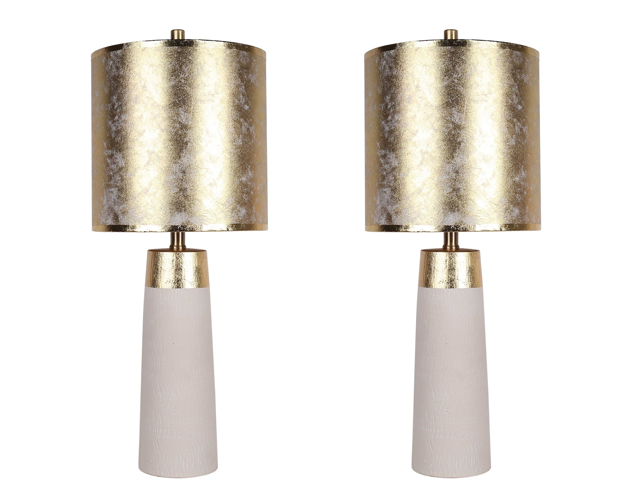 "Luxe Radiance" Ceramic Table Lamp (Set of 2) - Off White / Gold