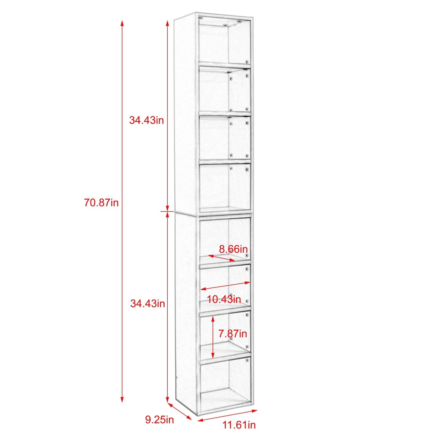 8-Tier Media Tower Rack, CD DVD Slim Storage Cabinet with Adjustable Shelves, Tall Narrow Bookcase Display Bookshelf for Home Office,Multi-functional double-decker bookcase
