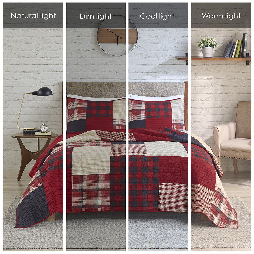 Sunset - King Oversized Coverlet Mini Set - Red