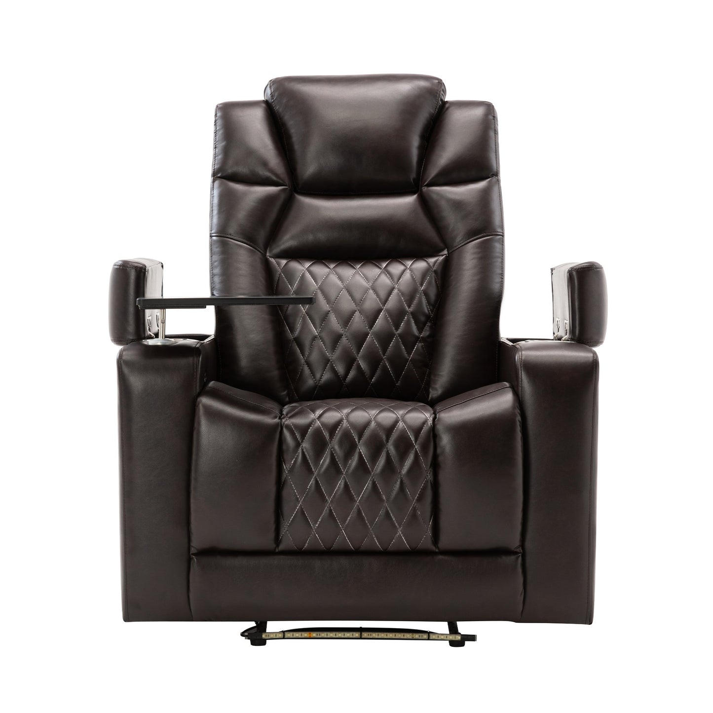 Motion Recliner with USB Charging Port and Hidden Arm Storage, Home Theater Seating with 2 Convenient Cup Holders Design and 360° Swivel Tray Table (old sku: SG000440AAA)