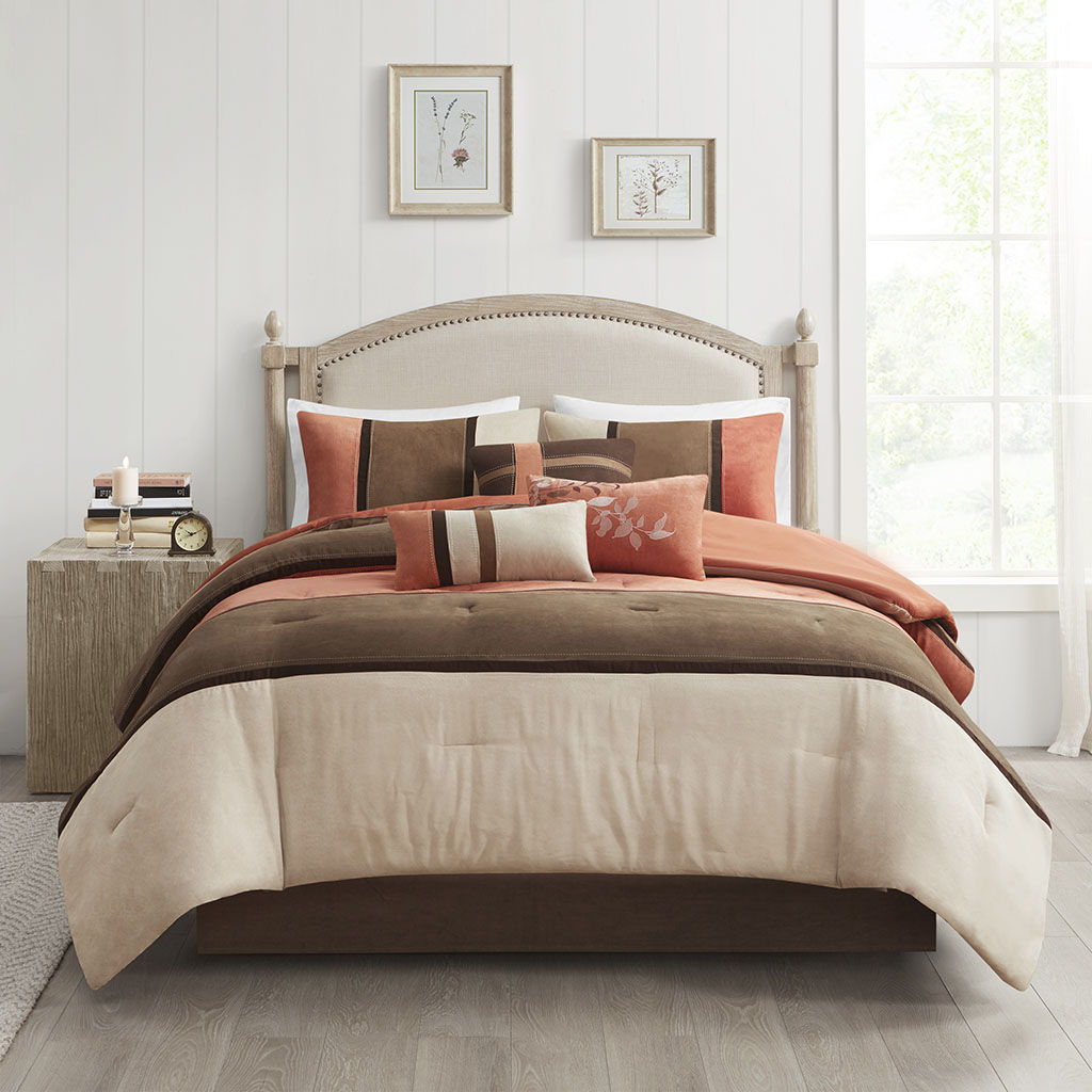 Palisades - Queen 7 Piece Comforter Set - Coral