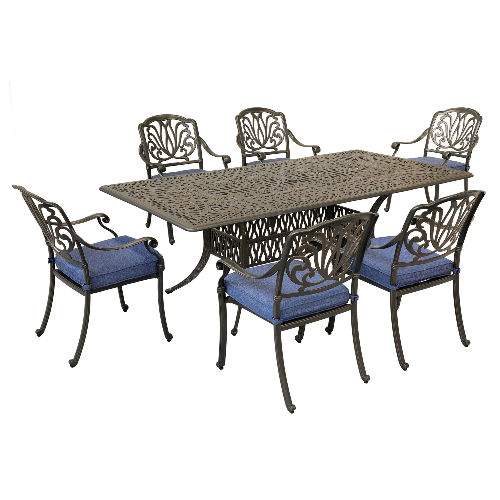 Rectangular 84.2" Long Dining Set With Sunbrella Cushions