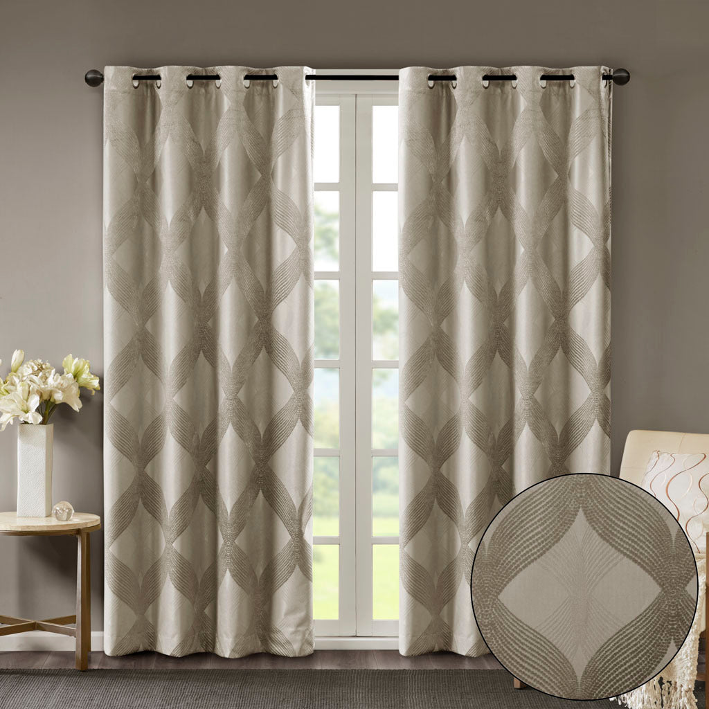 Ogee Knitted Jacquard Total Blackout Curtain Panel